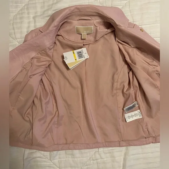 NEW WITH TAGS Michael Kors Pink Leather Jacket - Picture 8 of 9